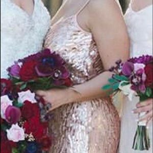 Rose gold sequin bridesmaids dress